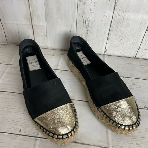 Atelier Costa Gold And Black Espadrille- Handmade In Spain Size 37 or 5.5 - Picture 7 of 14